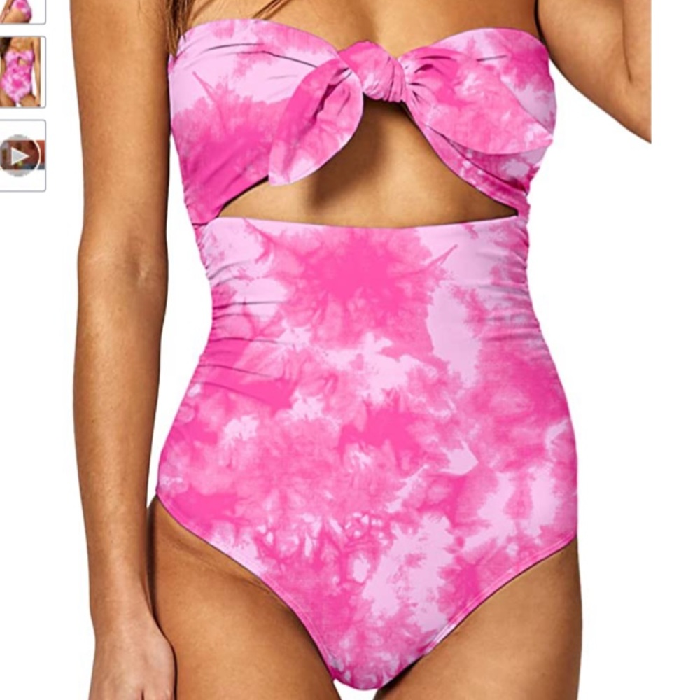 Pink tie dye cut out swimsuit